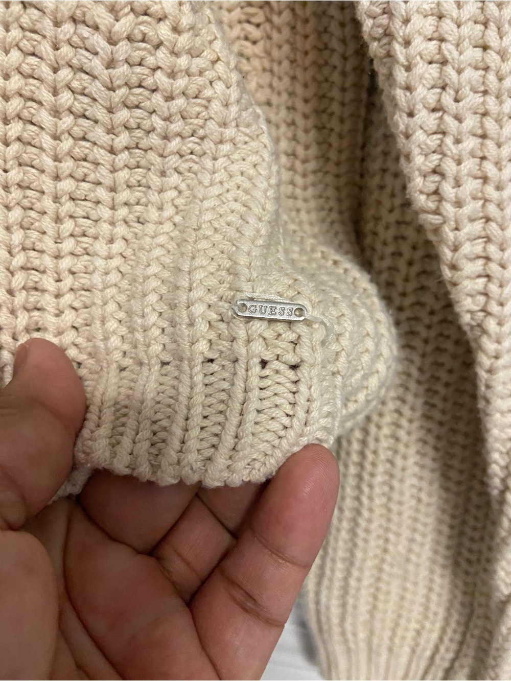 GUESS ColorBlock SLOUCHY Open-Knit Crewneck Sweater *OVERSIZED - Picture 3 of 6